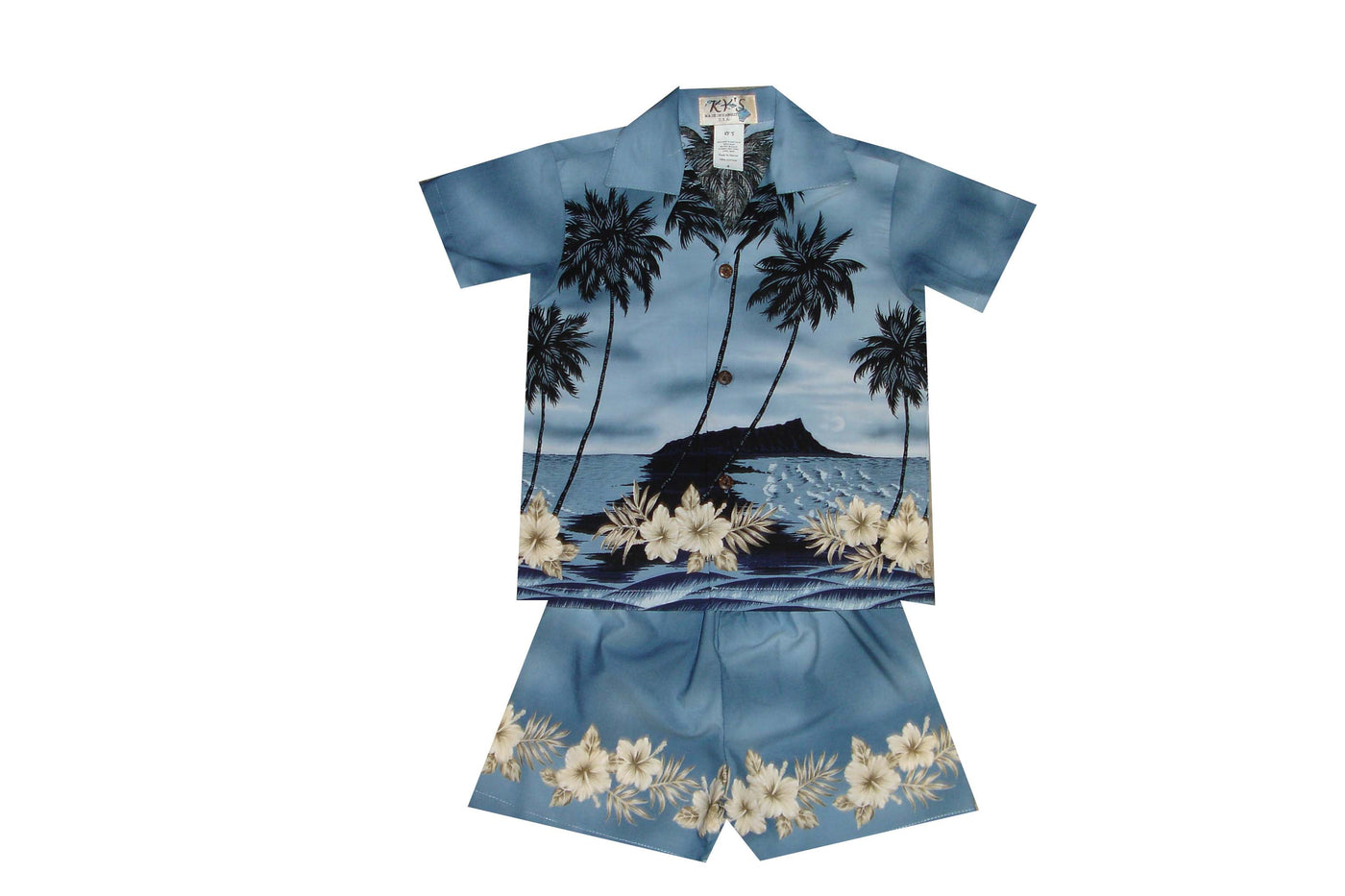 Palm Tree Silhoutte Hawaiian Boy Shirt -Gray