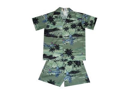 Helicopter on the Island Cotton Hawaiian Boy Shirts and Boy Cabana Sets