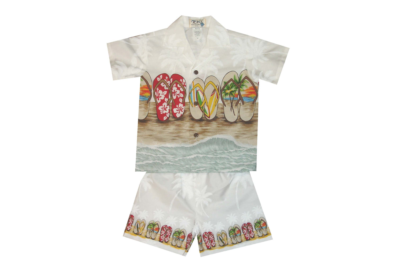 Hawaii Slipper Hawaiian Boy Shirt -White