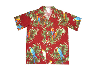 Parrot on the Leaf Cotton Hawaiian Boy Shirts and Boy Cabana Sets