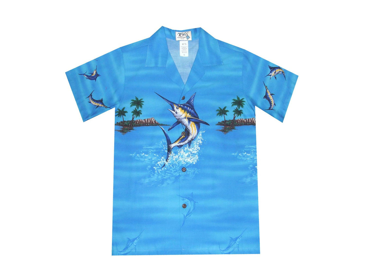 Marlin Island Hawaiian Boy Shirt -Blue