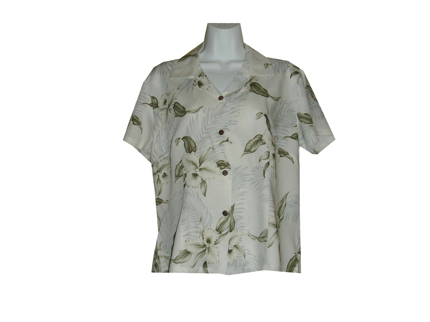 Women Rayon Aloha Shirt Lulumahu Orchid Design