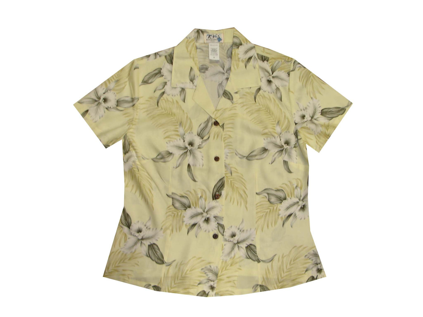 Women Rayon Aloha Shirt Lulumahu Orchid Design