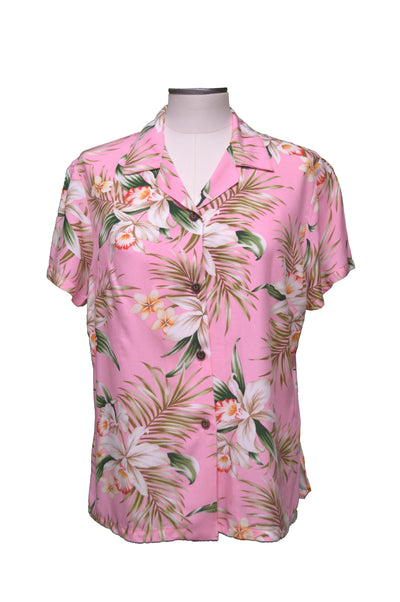 Women Rayon Aloha Shirt Classic Orchid Design