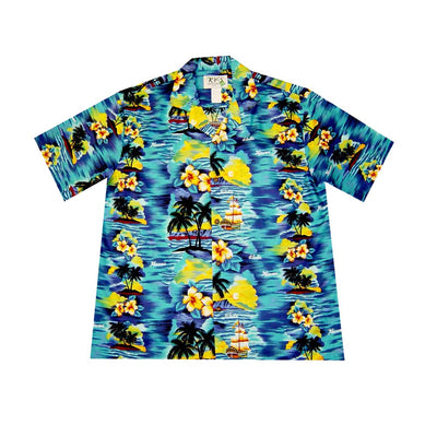 Hawaii Sunset Cotton Men's Aloha Shirt