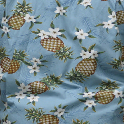 Cotton Hawaiian Shirt Golden Pineapple-BLue