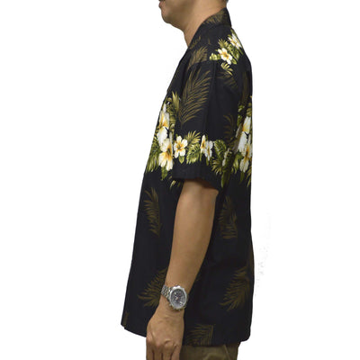 Ky's Hawaiian Cotton Shirt Original Hibiscus - Black