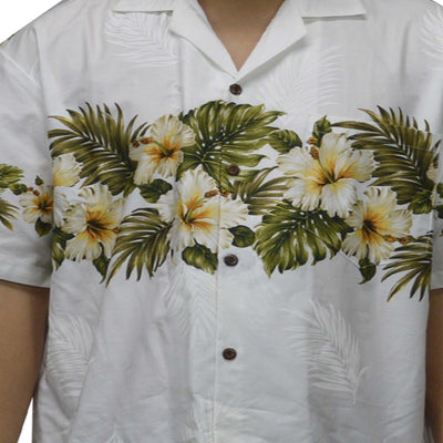 Ky's Hawaiian Cotton Shirt Original Hibiscus - White