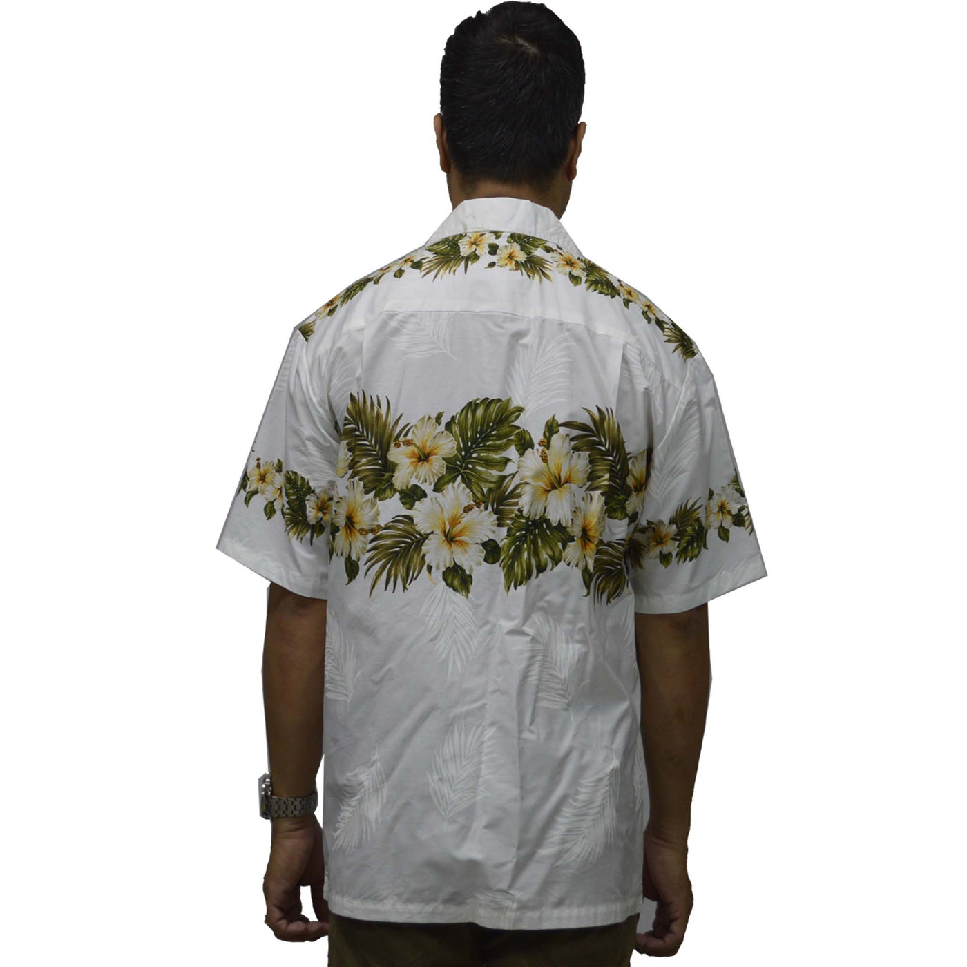 Ky's Hawaiian Cotton Shirt Original Hibiscus - White