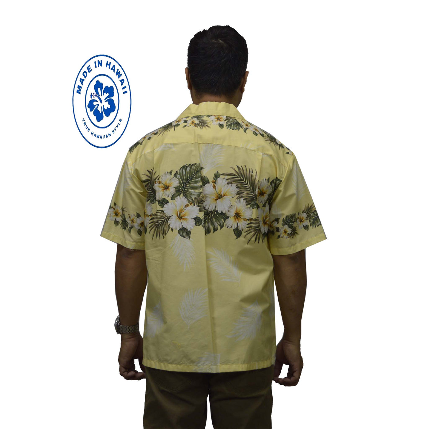 Hawaiian Family Matching Outfits  Hibiscus Border Pattern Design and Palm Leaf BackGround