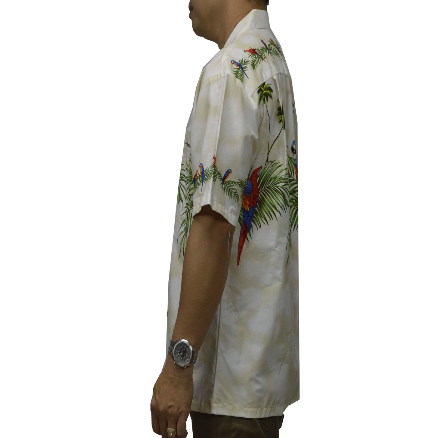 Ky's Hawaiian Cotton Shirt Island Parrot-White