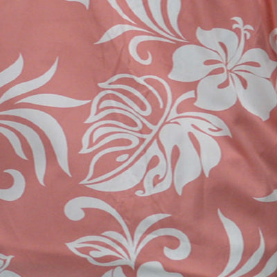 Ky`s Hawaiian Cotton Shirt Classic Hibiscus -Coral