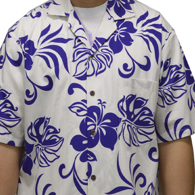 Ky`s Hawaiian Cotton Shirt Classic Hibiscus -Purple