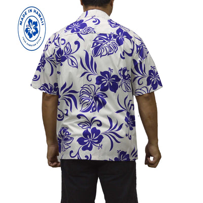 Ky`s Hawaiian Cotton Shirt Classic Hibiscus -Purple