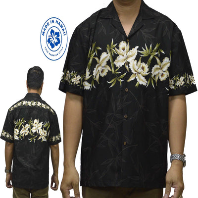 Cotton Hawaiian Shirt Orchid-Black