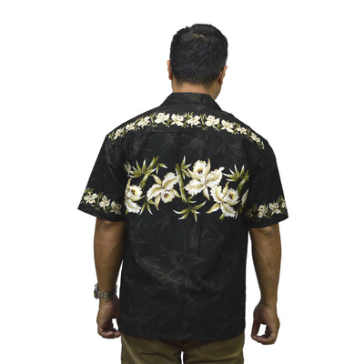 Cotton Hawaiian Shirt Orchid-Black