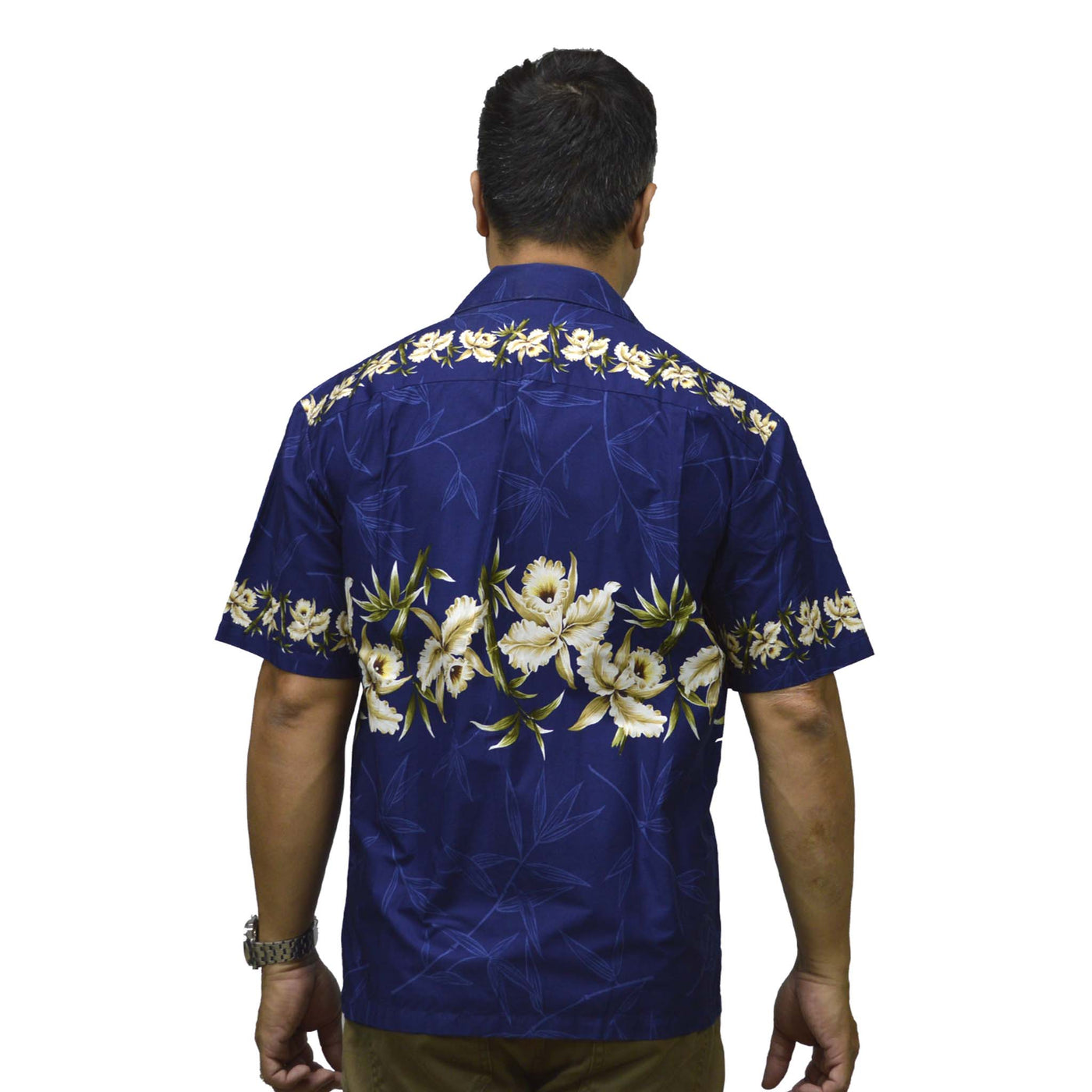 Cotton Hawaiian Shirt Orchid-Navy