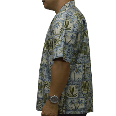 Honu Tapa Hawaiian Reverse Shirt - Blue