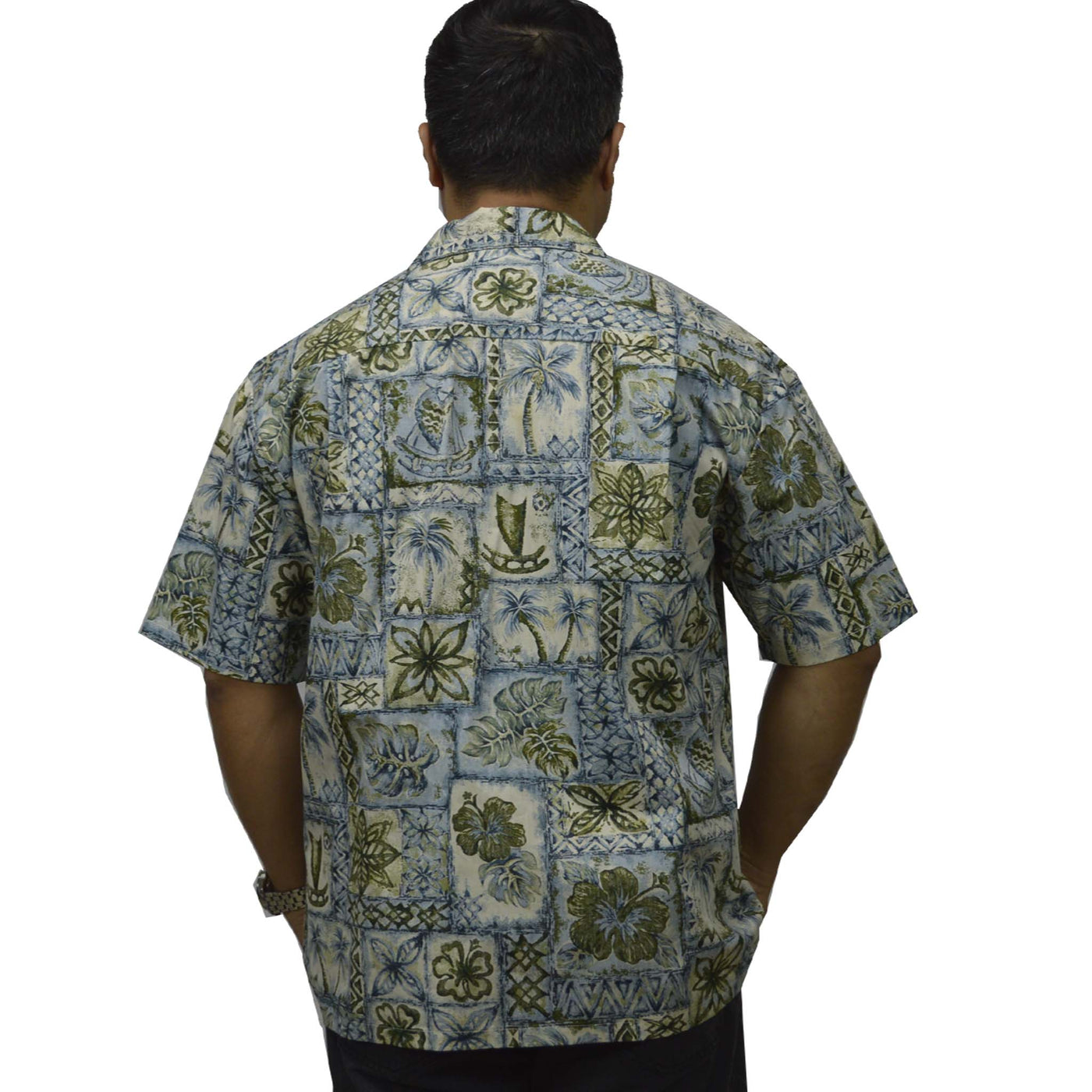 Honu Tapa Hawaiian Reverse Shirt - Blue