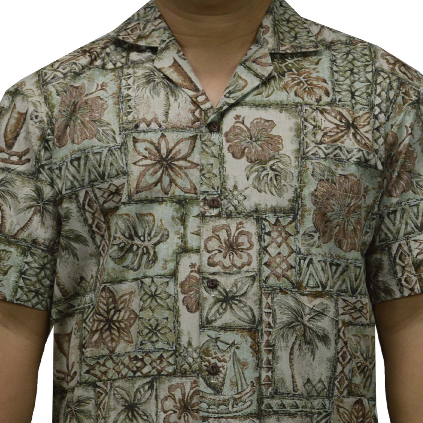 Honu Tapa Hawaiian Reverse Shirt - Green