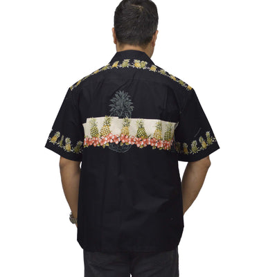 Cotton Hawaiian Shirt Pineapple-Black