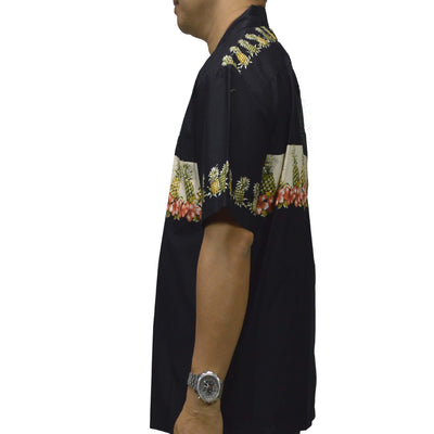 Cotton Hawaiian Shirt Pineapple-Black