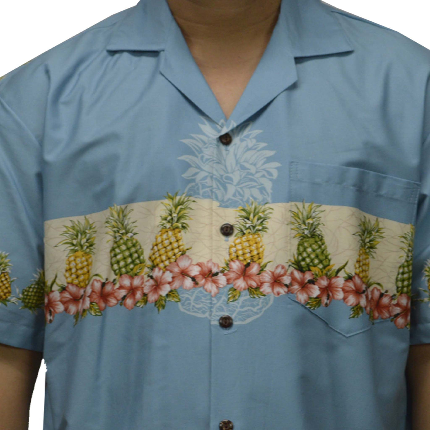 Cotton Hawaiian Shirt Pineapple-Blue