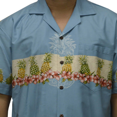 Cotton Hawaiian Shirt Pineapple-Blue