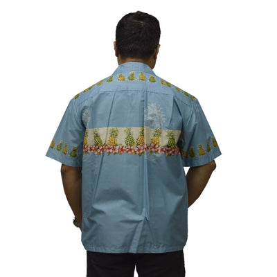 Cotton Hawaiian Shirt Pineapple-Blue