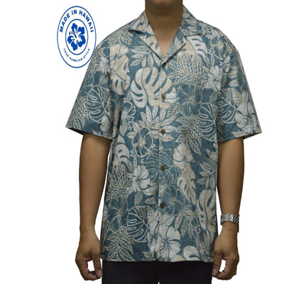 Ky's Hawaiian Reverse Shirt Vintage Monstera - Green