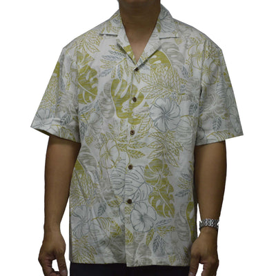 Ky's Hawaiian Reverse Shirt Vintage Monstera - White