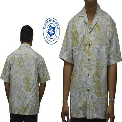 Ky's Hawaiian Reverse Shirt Vintage Monstera - White