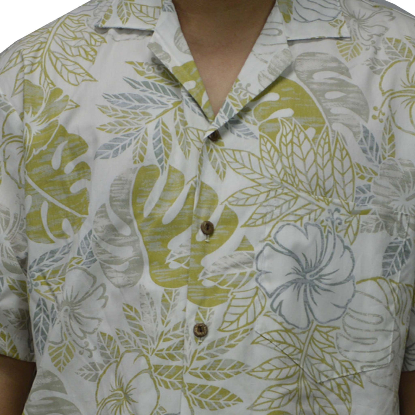 Ky's Hawaiian Reverse Shirt Vintage Monstera - White