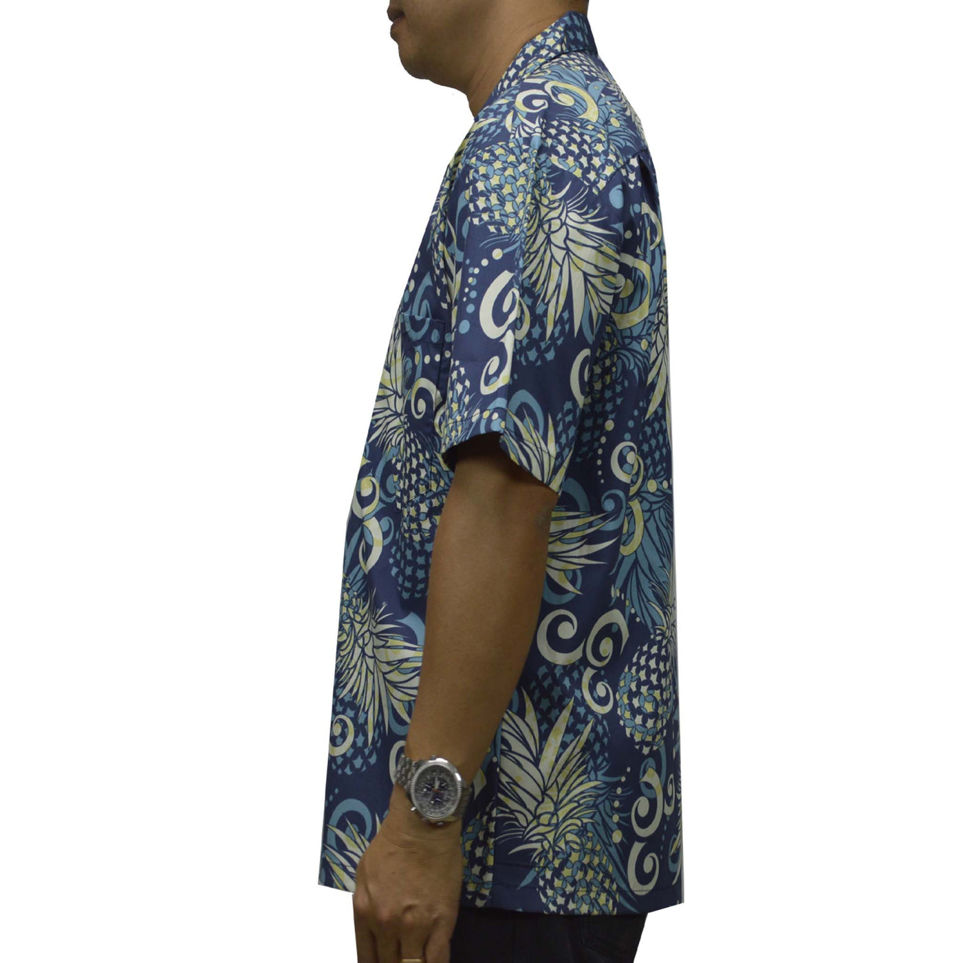 Custom Hawaiian Shirt Abstract Pineapple-Navy