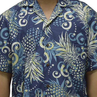 Custom Hawaiian Shirt Abstract Pineapple-Navy