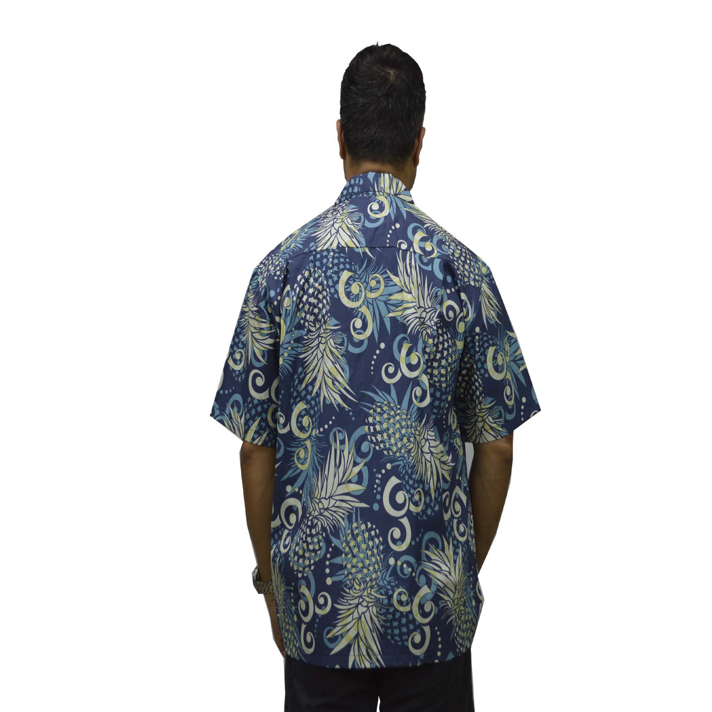 Custom Hawaiian Shirt Abstract Pineapple-Navy