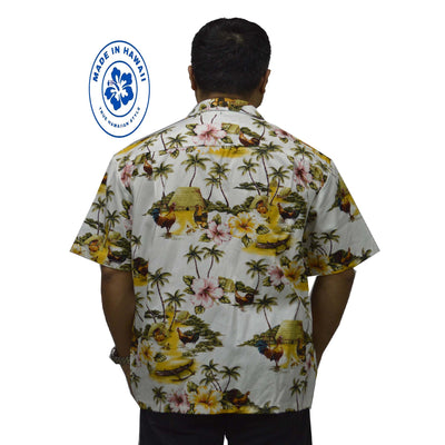 Custom Hawaiian Shirt Rooster -White