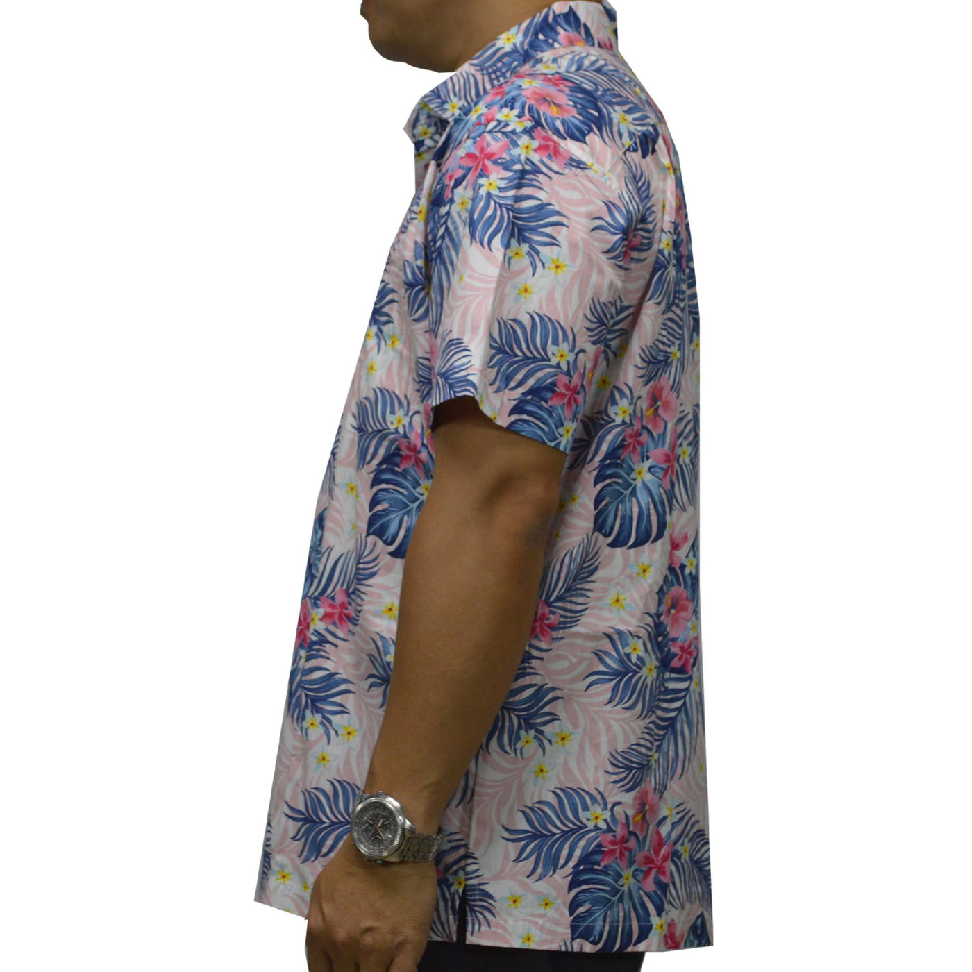 Cotton Hawaiian Performance Shirt with Hibiscus Print Made in Hawaii