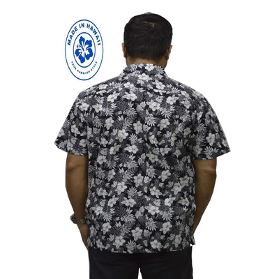 Cotton Hawaiian Performance Shirt with Hibiscus Print Made in Hawaii