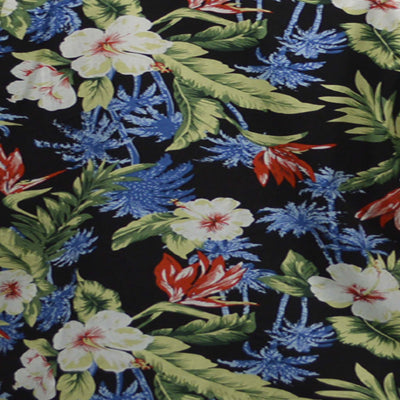 Cotton Hawaiian Performance Shirt with Hibiscus Print Made in Hawaii