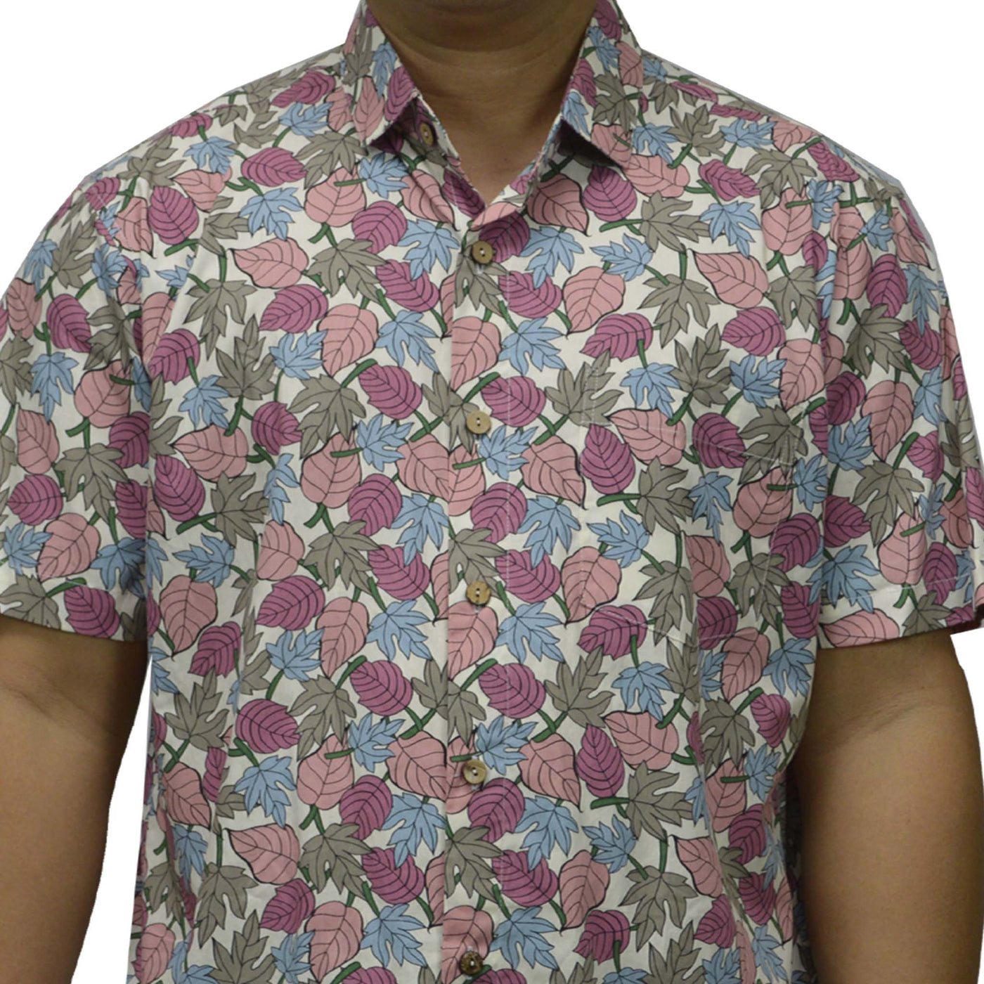 Cotton Hawaiian Performance Shirt with Hibiscus Print Made in Hawaii