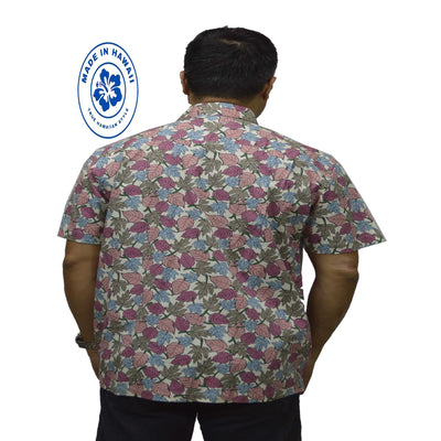 Cotton Hawaiian Performance Shirt with Hibiscus Print Made in Hawaii