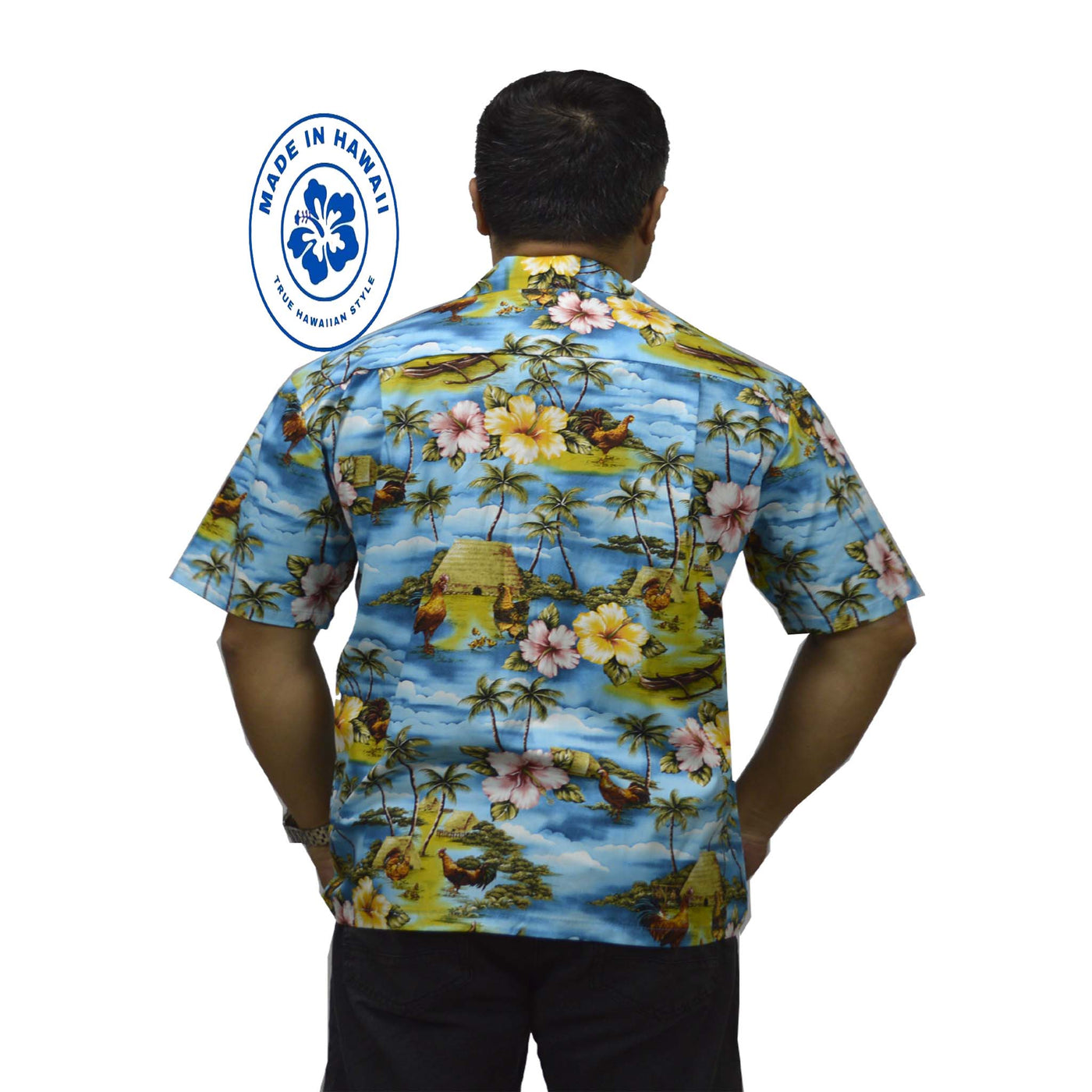 Custom Hawaiian Shirt Rooster -Blue