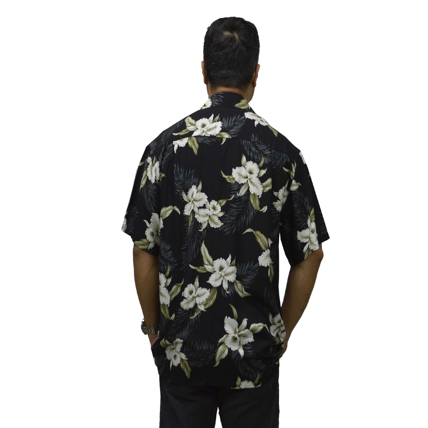 Lulumahu White Orchid Rayon Men's Aloha Shirt