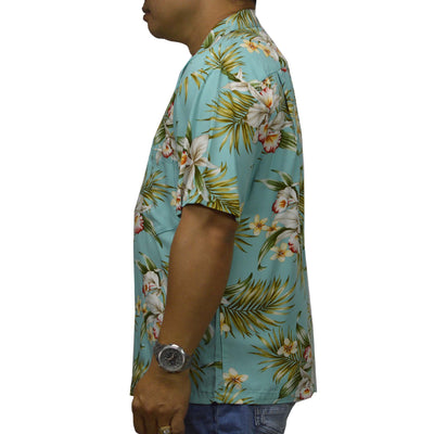 Locally made Hawaii: Rayon Hawaiian Shirt Maui Orchid -Green