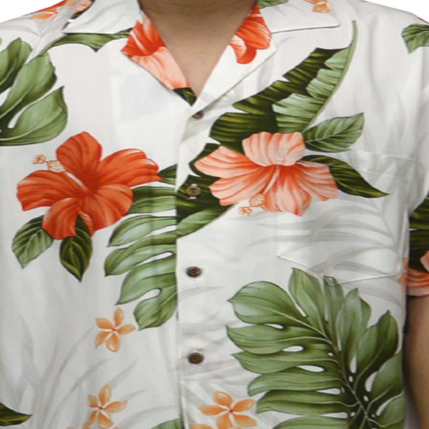 Rayon Hawaiian Shirt Red Hibiscus 