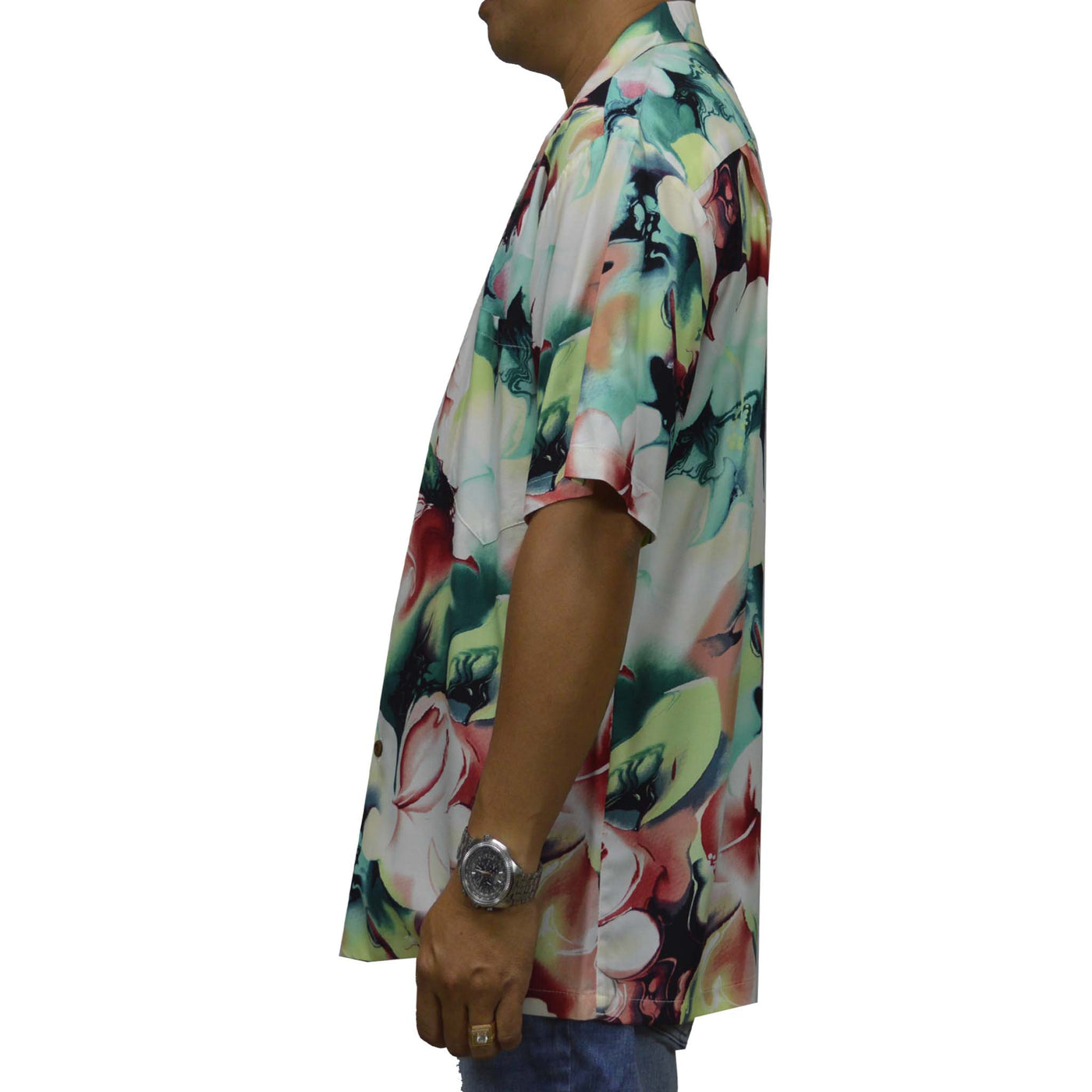 Locally made Hawaii: Rayon Hawaiian Shirt Honolulu Hibiscus Art-Red