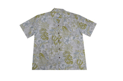 Ky's Hawaiian Reverse Shirt Vintage Monstera - White