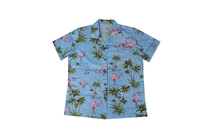 Women Relax Camp Shirt Pink Flamingo Island