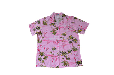 Women Relax Camp Shirt Pink Flamingo Island